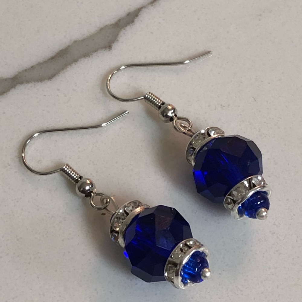 Blue and crystal earrings